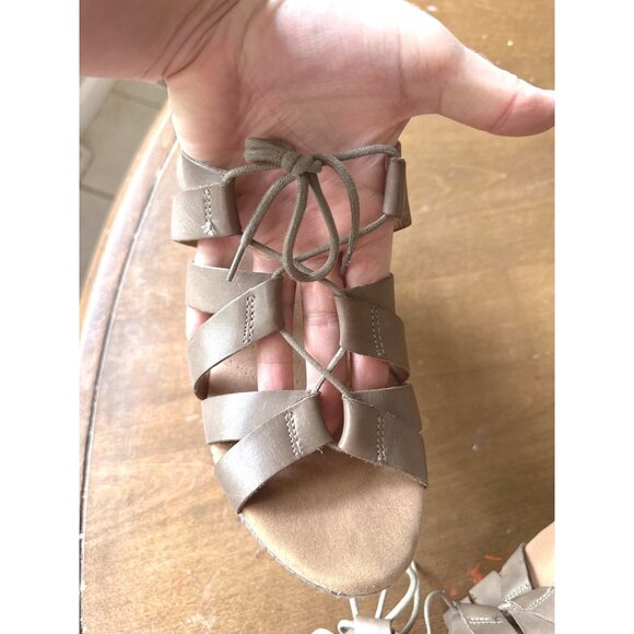 Clarks Helio Mindin Wedge Sandals Womens 10 Taupe Cork Strappy Open Toe Comfort - Picture 10 of 14